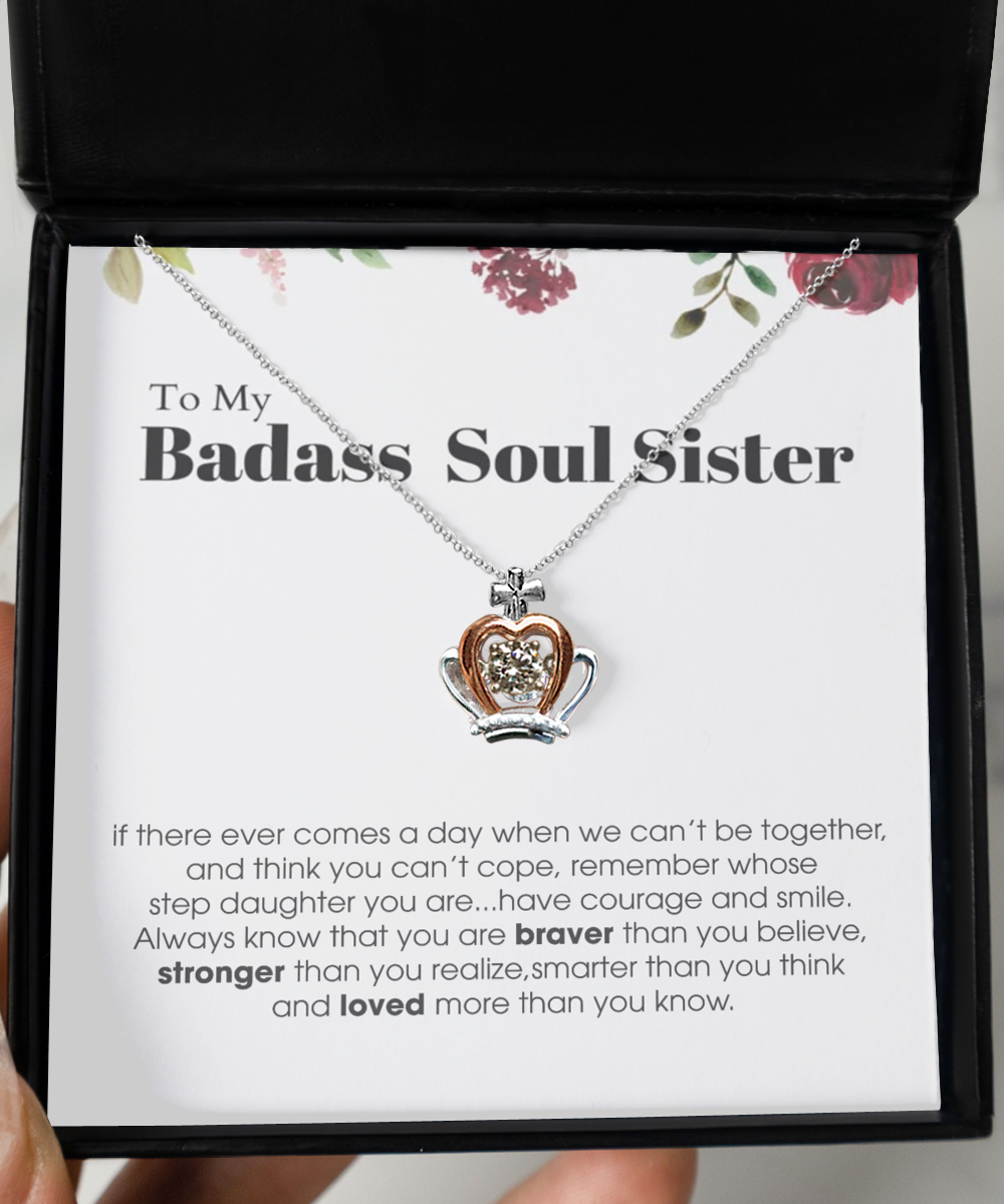 Crown Pendant Necklace ,To My Badass Soul Sister Bracelet, Soul Sister Best Friend Birthday Graduation Gift Set tinmico