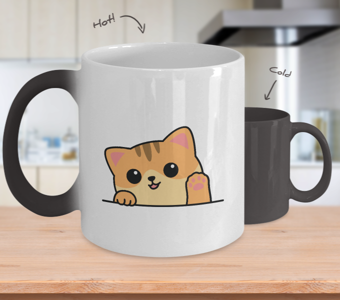 Custom Color Changing Mug,Cat Lovers Mug Coffee Right Meow Funny Ceramic Cup ,Mug Coffee,Cat Mug 11oz tinmico