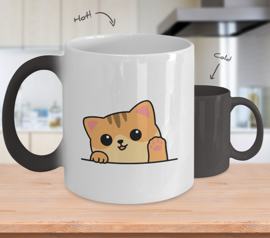 Custom Color Changing Mug,Cat Lovers Mug Coffee Right Meow Funny Ceramic Cup ,Mug Coffee,Cat Mug 11oz tinmico