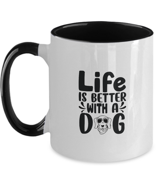 Custom Dog Mug, Life is Better With a Dog Mug, Custom Dog Mug, Gift for Dog Owner, Pet Portrait Mug, Dog Lover Gift, Two Tone 11oz Mug tinmico