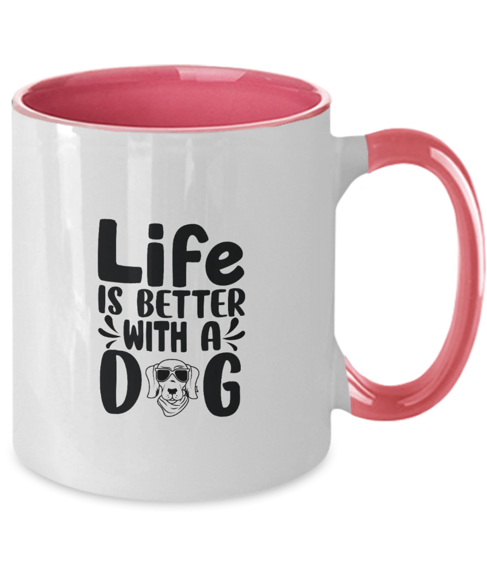 Custom Dog Mug, Life is Better With a Dog Mug, Custom Dog Mug, Gift for Dog Owner, Pet Portrait Mug, Dog Lover Gift, Two Tone 11oz Mug tinmico