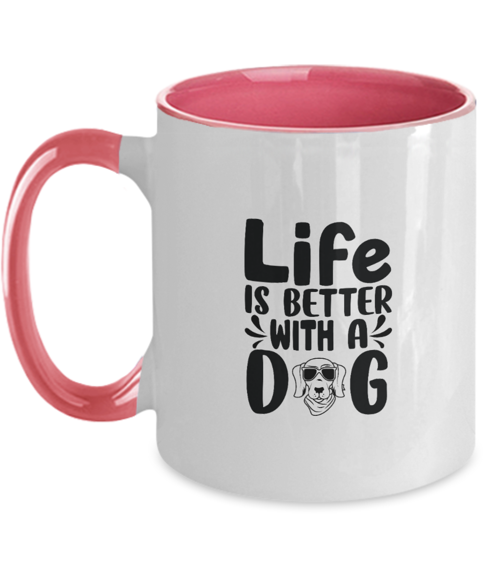 Custom Dog Mug, Life is Better With a Dog Mug, Custom Dog Mug, Gift for Dog Owner, Pet Portrait Mug, Dog Lover Gift, Two Tone 11oz Mug tinmico