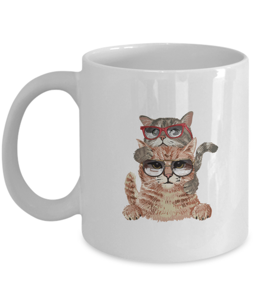 Cute cat mug. Coffee cup, black or white, with surprise kitten. Perfect cat lovers gift, 11oz Mug tinmico