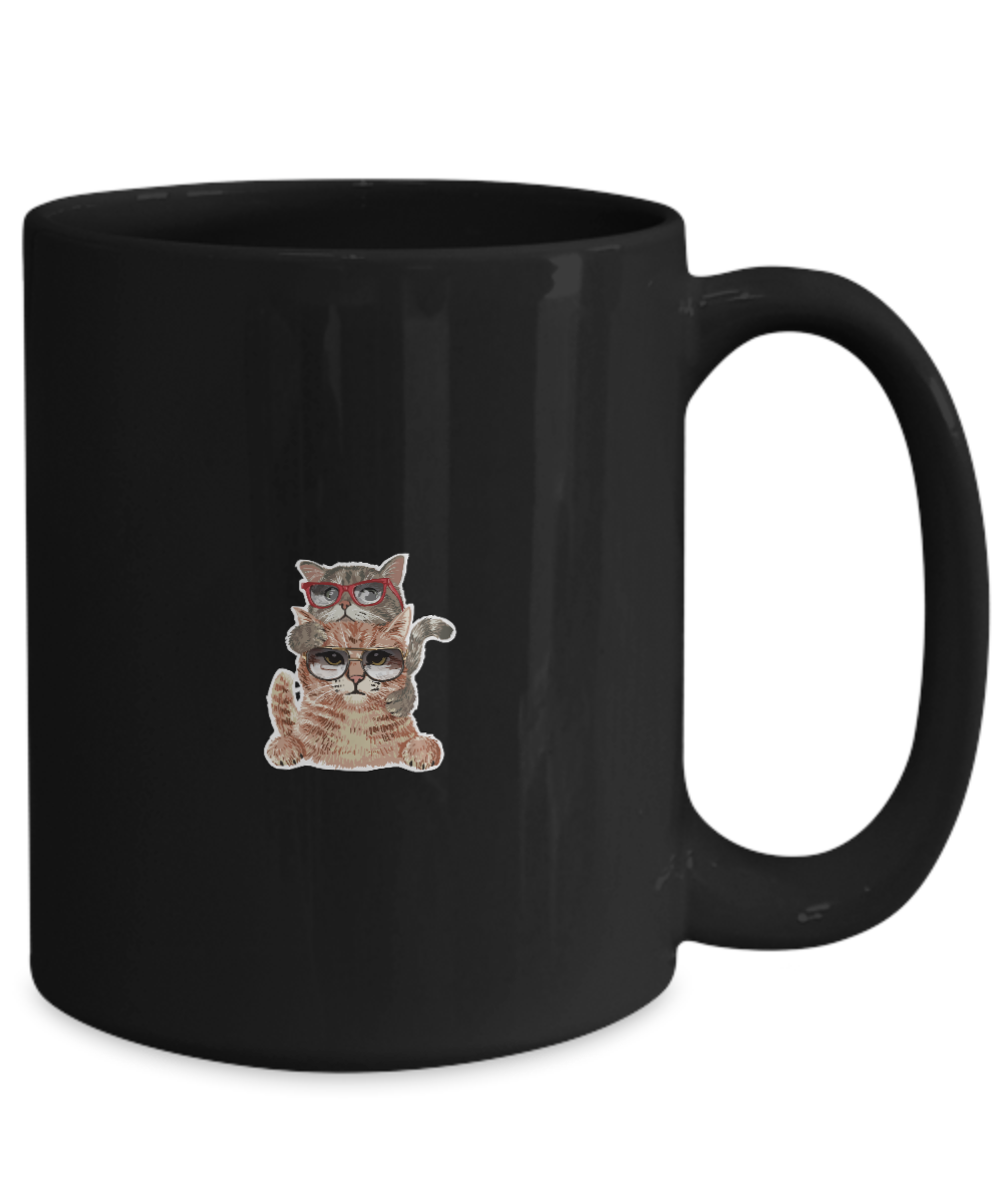 Cute cat mug. Coffee cup, black or white, with surprise kitten. Perfect cat lovers gift, 15oz Mug tinmico