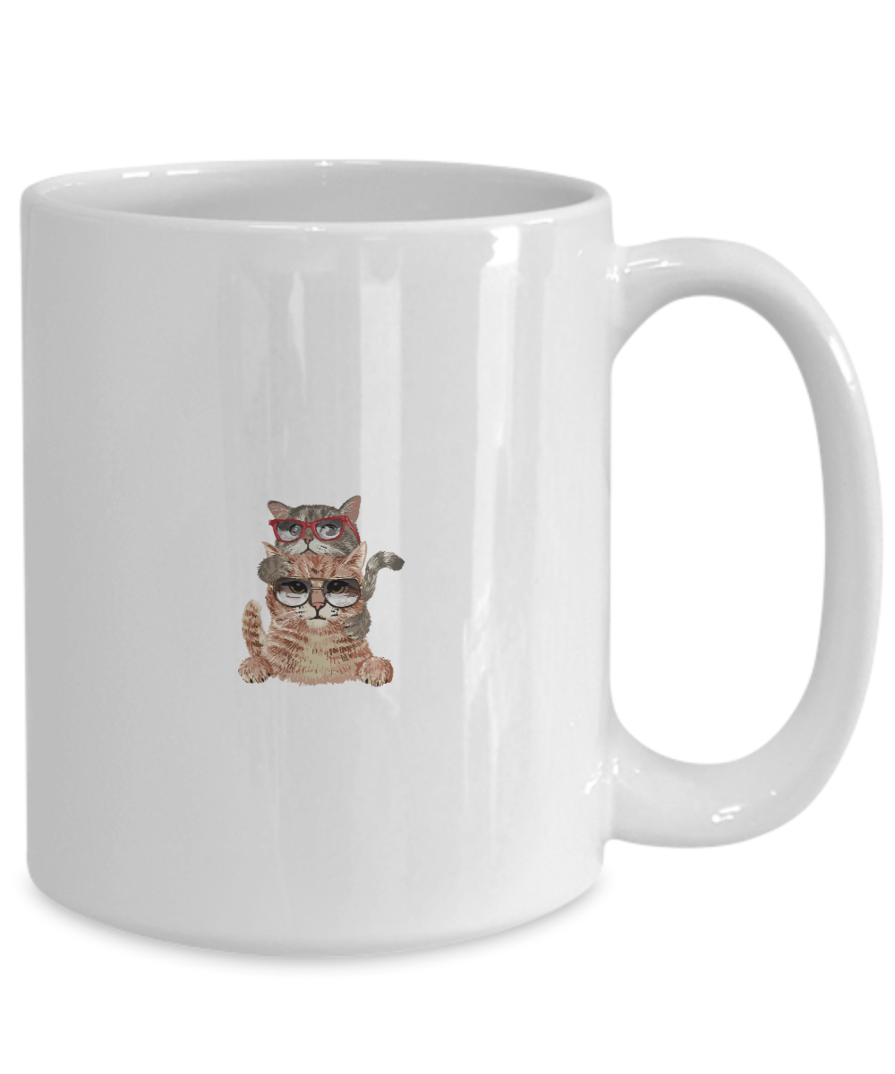 Cute cat mug. Coffee cup, black or white, with surprise kitten. Perfect cat lovers gift, 15oz Mug tinmico