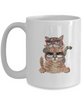 Cute cat mug. Coffee cup, black or white, with surprise kitten. Perfect cat lovers gift, 15oz Mug tinmico