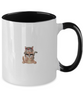 Cute cat mug. Coffee cup, black or white, with surprise kitten. Perfect cat lovers gift, Two Tone 11oz Mug tinmico