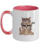 Cute cat mug. Coffee cup, black or white, with surprise kitten. Perfect cat lovers gift, Two Tone 11oz Mug tinmico