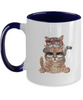 Cute cat mug. Coffee cup, black or white, with surprise kitten. Perfect cat lovers gift, Two Tone 11oz Mug tinmico