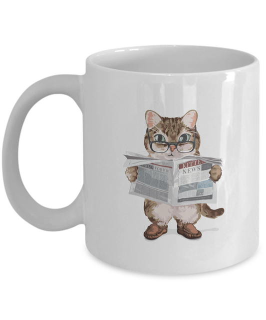 Cute cat mug with adorable kitten. Black or white coffee cup cat lovers gift, 11oz Mug tinmico