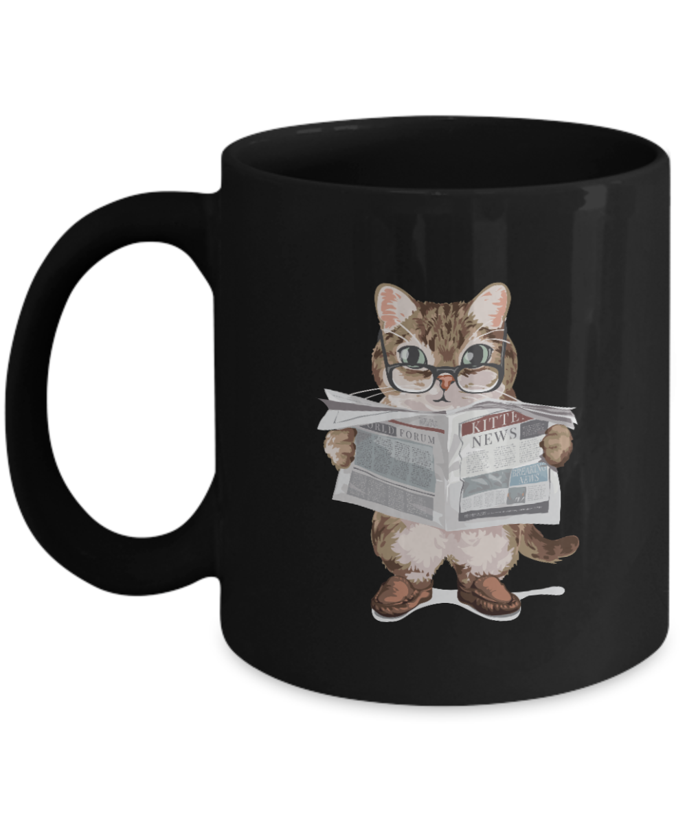 Cute cat mug with adorable kitten. Black or white coffee cup cat lovers gift, 11oz Mug tinmico