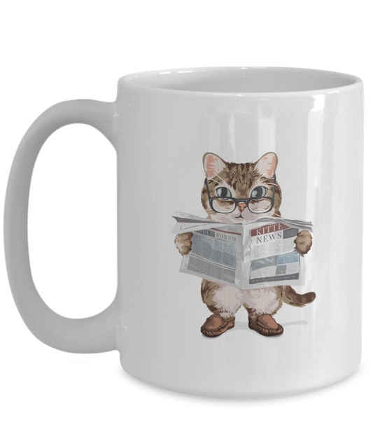 Cute cat mug with adorable kitten. Black or white coffee cup cat lovers gift, 15oz Mug tinmico