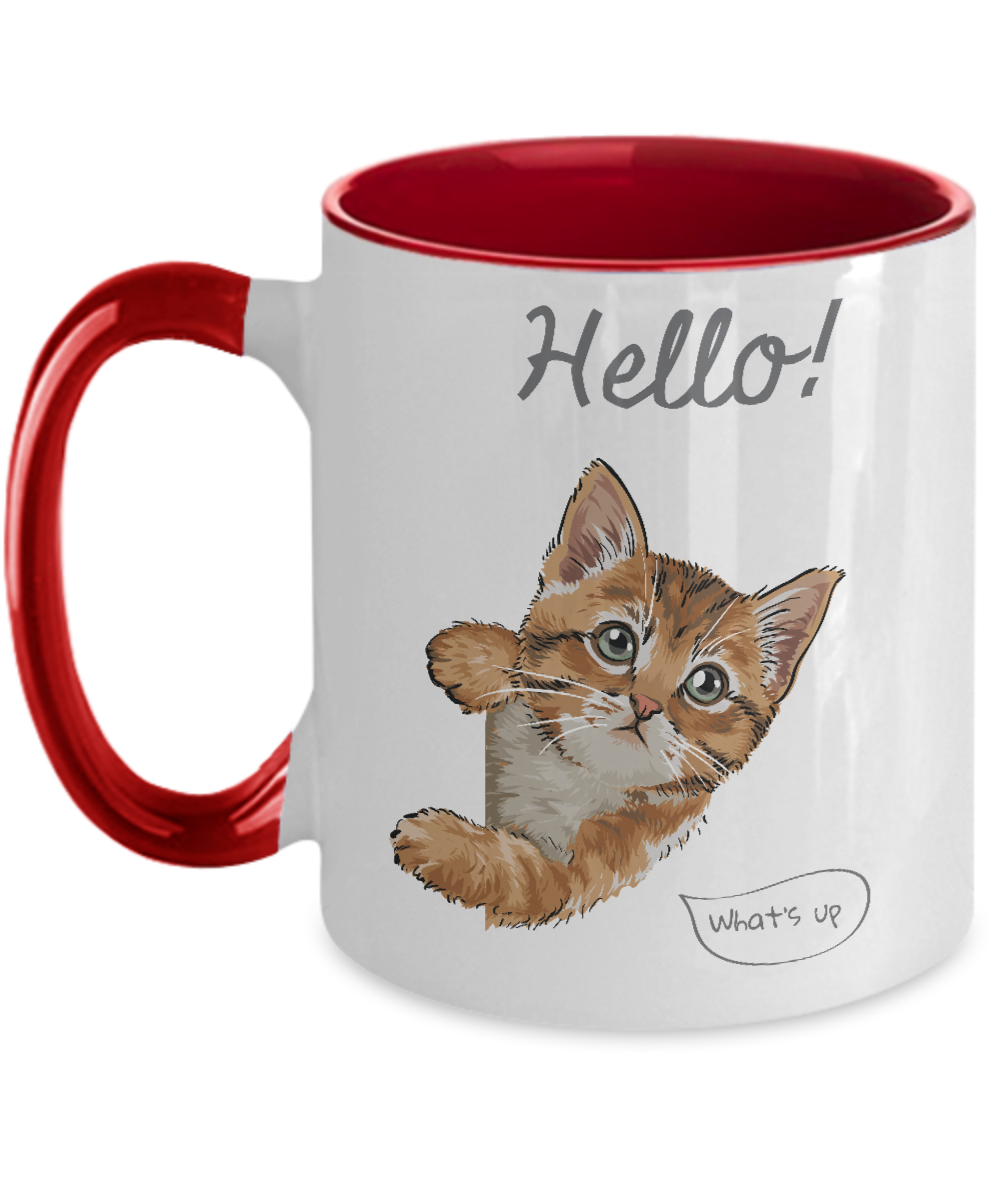 Funny Cat Mug ,Cute Cat Mom Gifts For Birthdays Present for Cat Lover Cup, Two Tone 11oz Mug tinmico