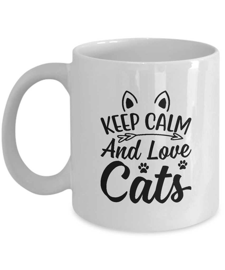 Funny Mug,Keep Calm And Love Cats,Inspirational gifts, By A Mug To Keep, 11 OZ Coffee Mugs tinmico