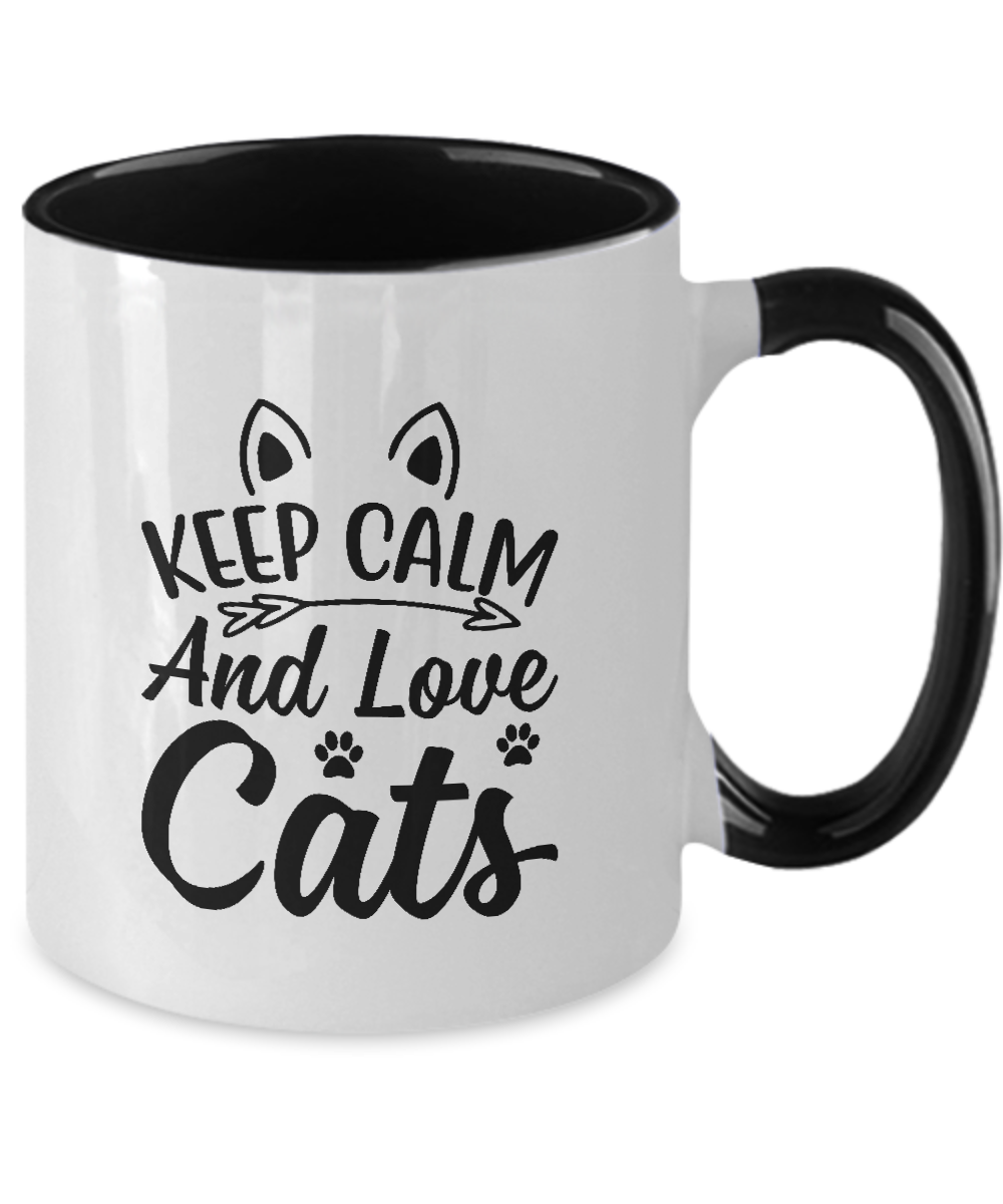 Funny Mug,Keep Calm And Love Cats,Two Tone Mug, Coffee Mugs,Inspirational gifts, By A Mug To Keep, 11 oz tinmico