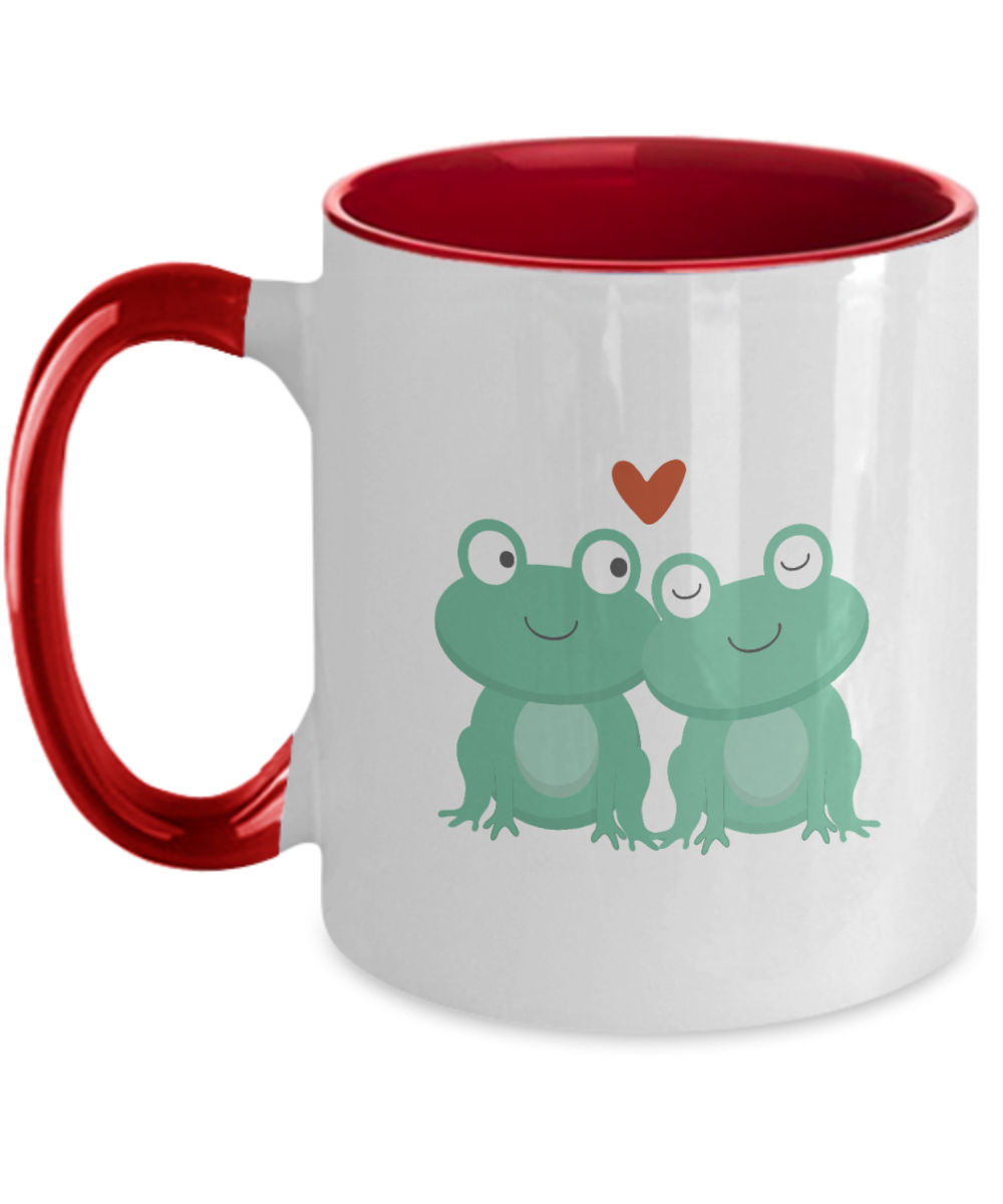 Green Frog Mug, Personalised Green Frog Mug, Personalised Mug, Two Tone 11oz Mug, ma tinmico