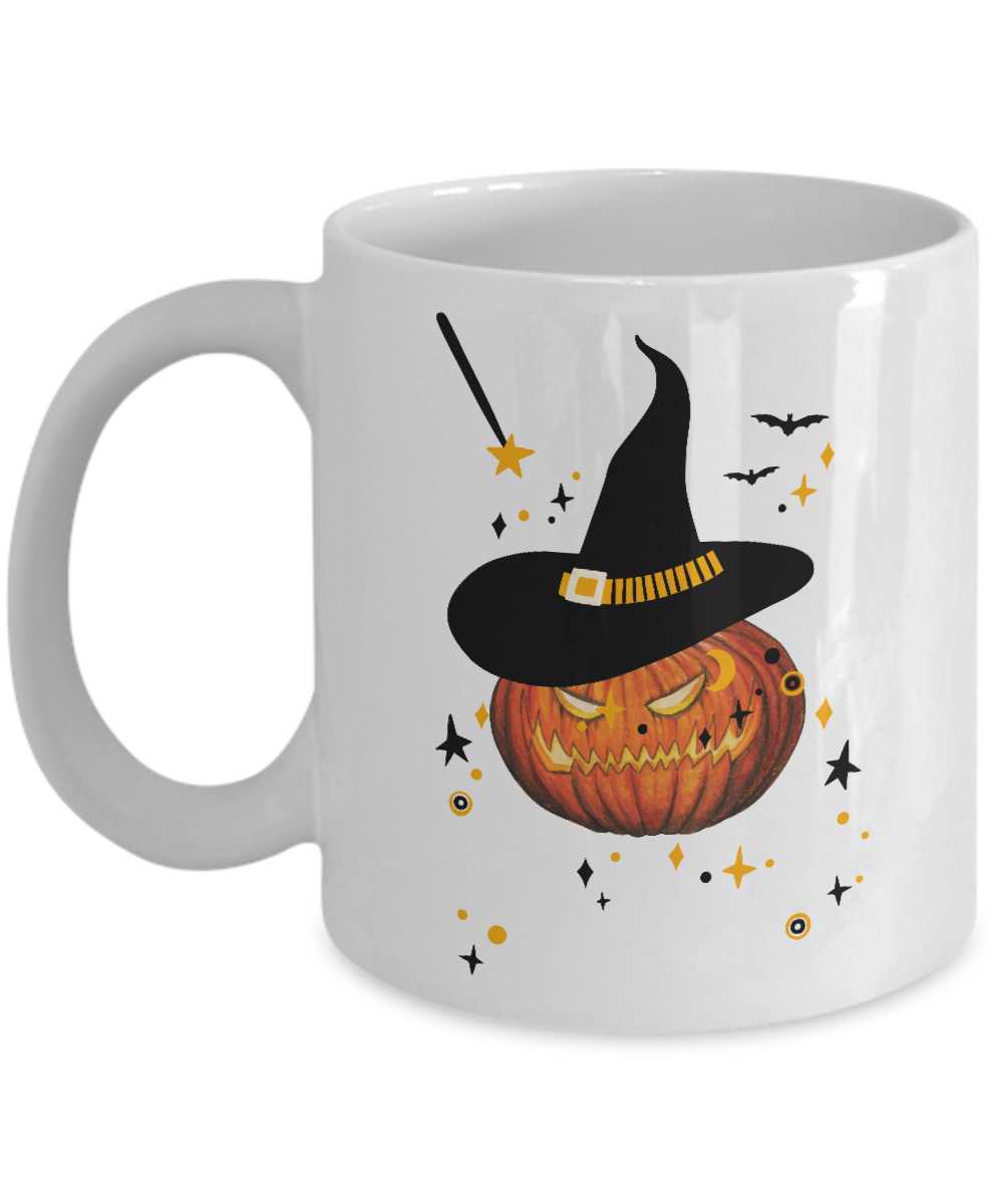 Halloween Mugs, Pumpkin Bat Coffee Mugs (One Size, Happy Halloween White) Timico tinmico