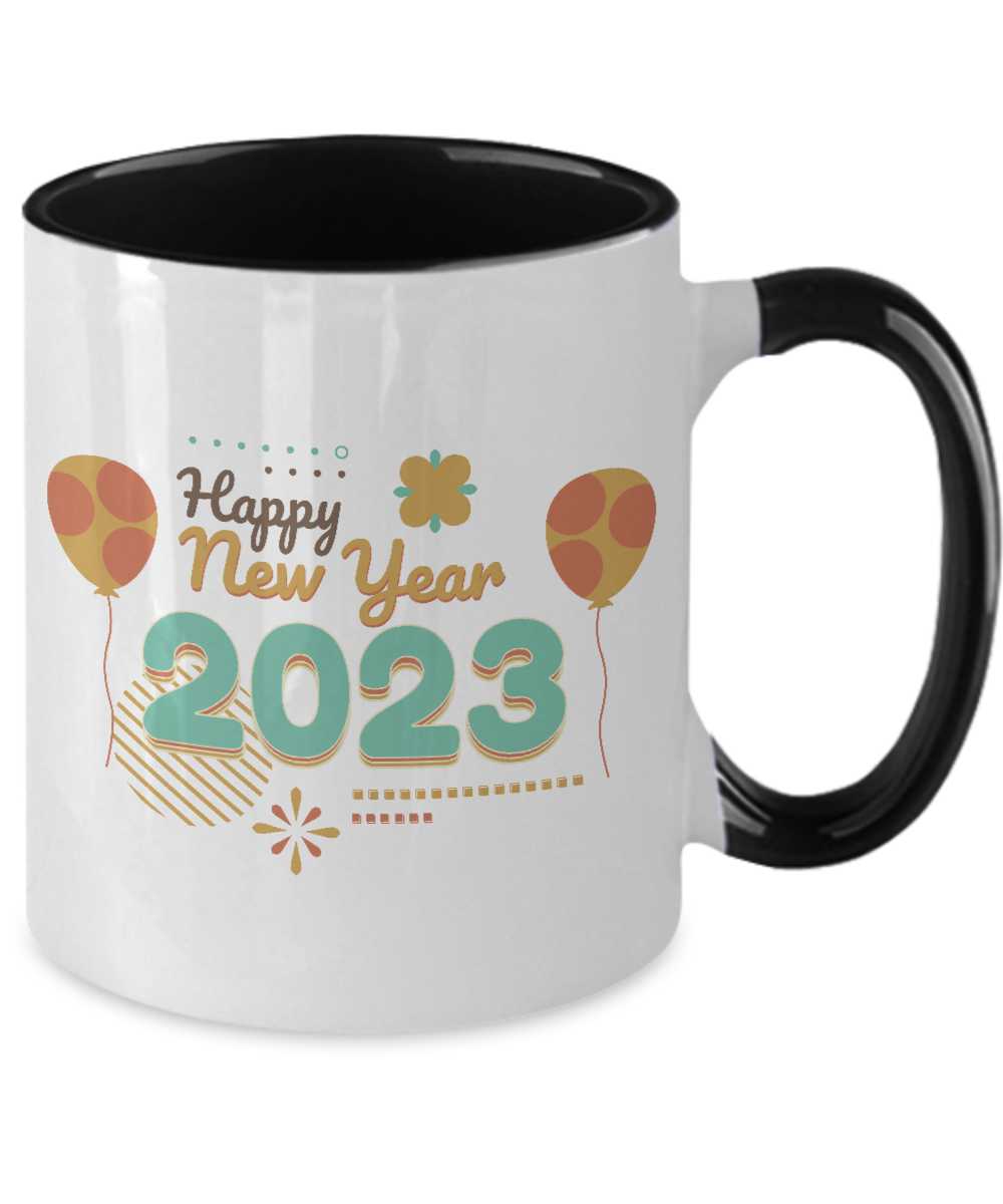 Happy New Year Coffee 2023 Two Tone 11oz Mug tinmico