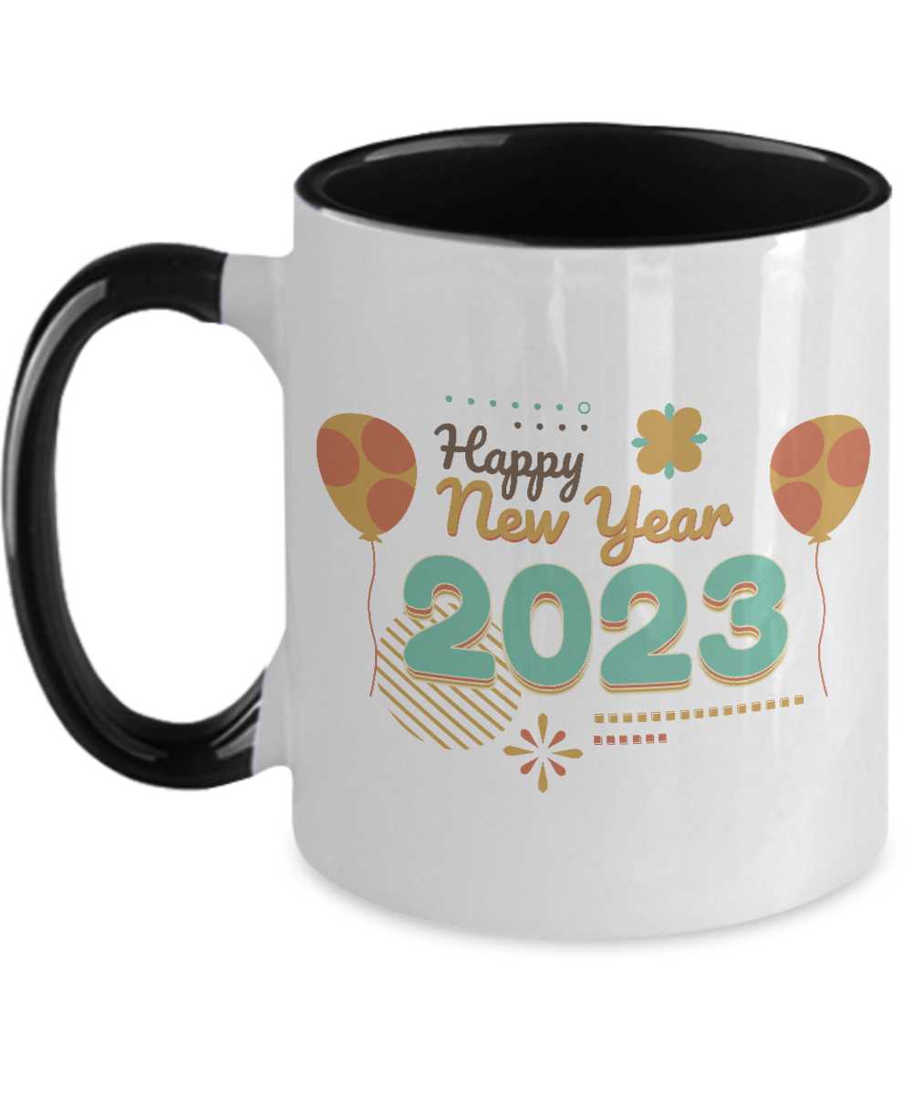 Happy New Year Coffee 2023 Two Tone 11oz Mug tinmico