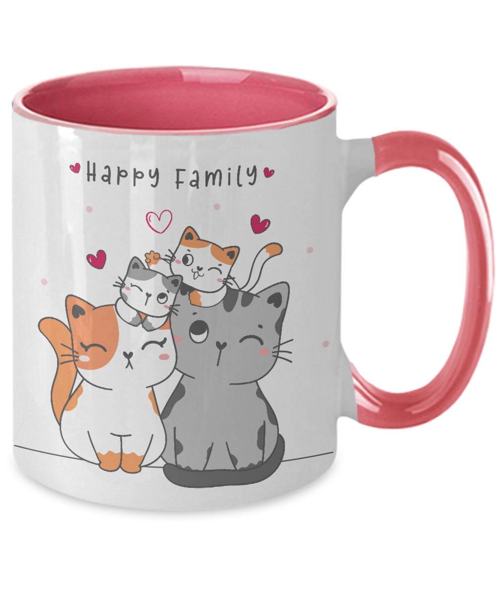 Happy famyly cat mug - happy birthday | coffee mug tinmico