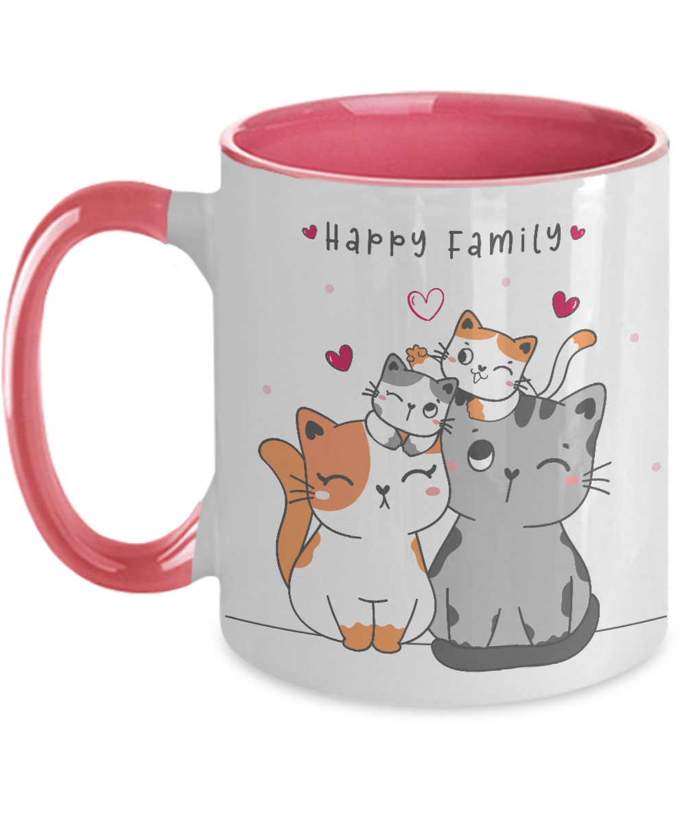 Happy famyly cat mug - happy birthday | coffee mug tinmico