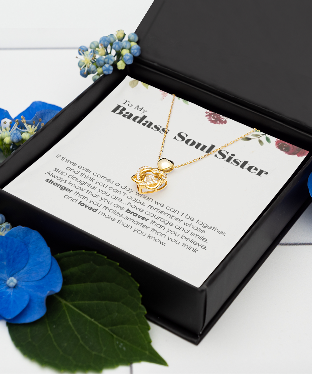 Heart Knot Gold Necklace ,To My Badass Soul Sister Bracelet, Soul Sister Best Friend Birthday Graduation Gift Set tinmico