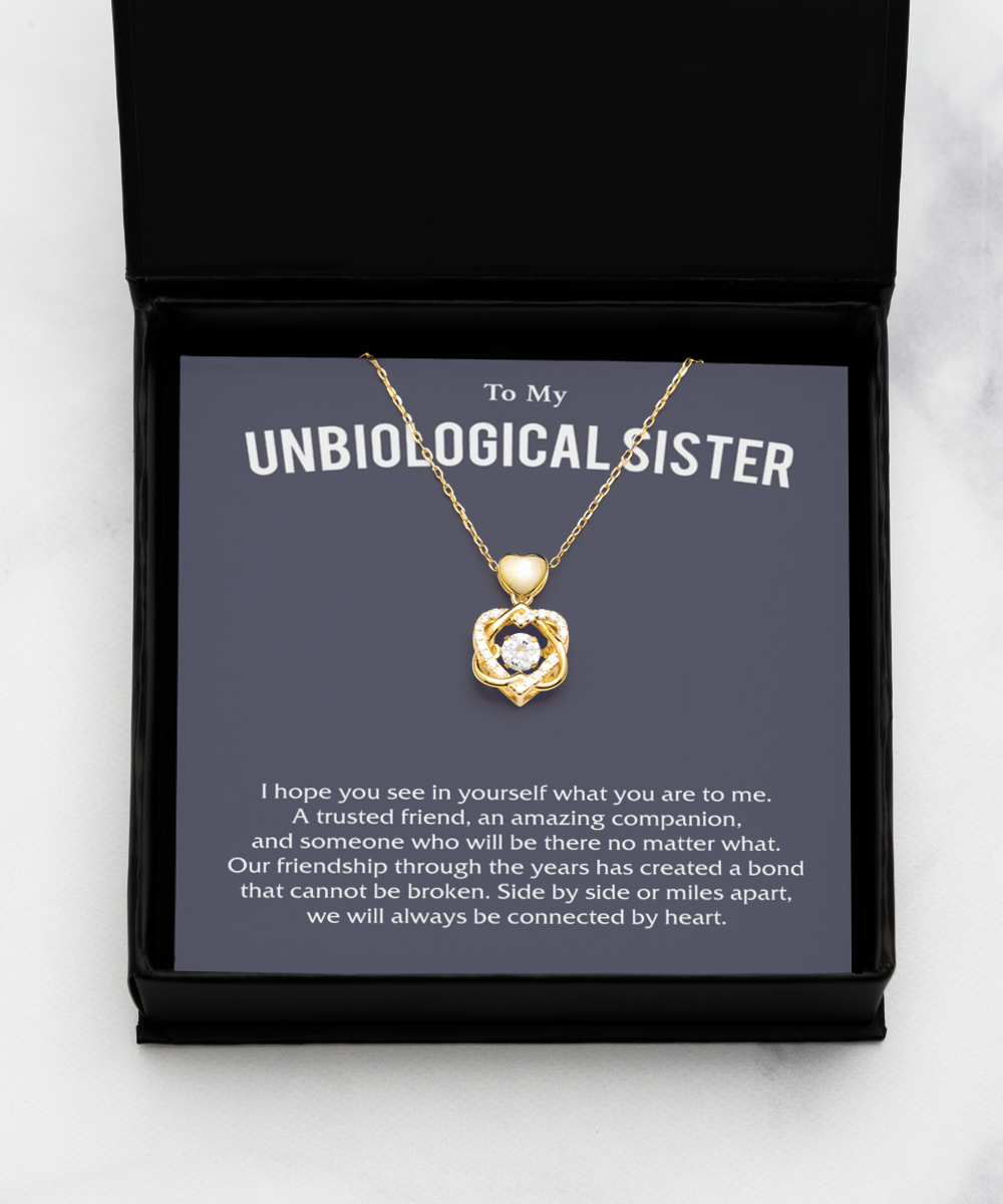 Heart Knot Gold Necklace, friendship Gift, unbiological sister gift, best friend bracelet, unbiological sister jewelry gift tinmico