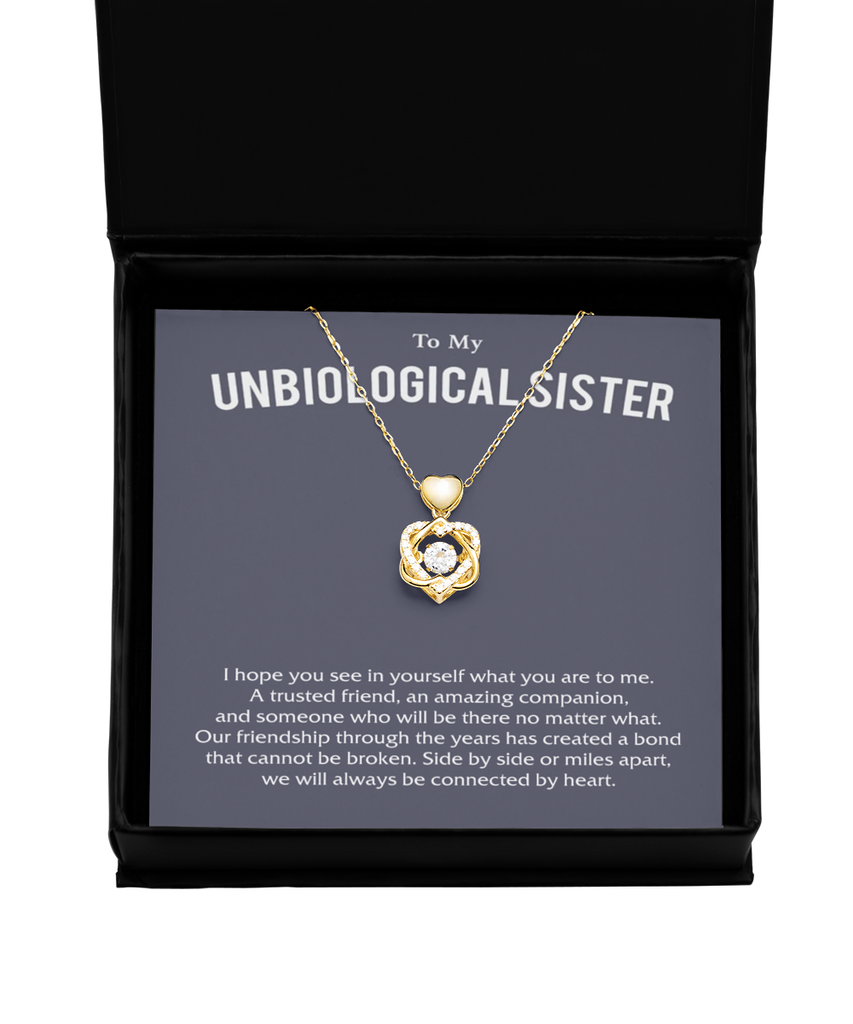 Heart Knot Gold Necklace, friendship Gift, unbiological sister gift, best friend bracelet, unbiological sister jewelry gift tinmico