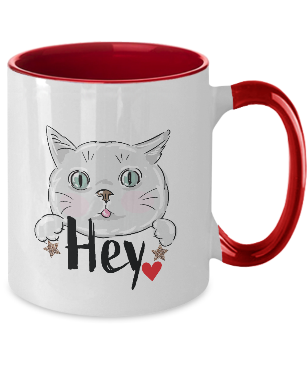 Hey Love,Two Tone Mug,Valentine 11oz Coffee Mug,Grade A Quality Ceramic,Great for Valentine's Day, Wife,Husband, Girlfriend, Boyfriend, Love tinmico