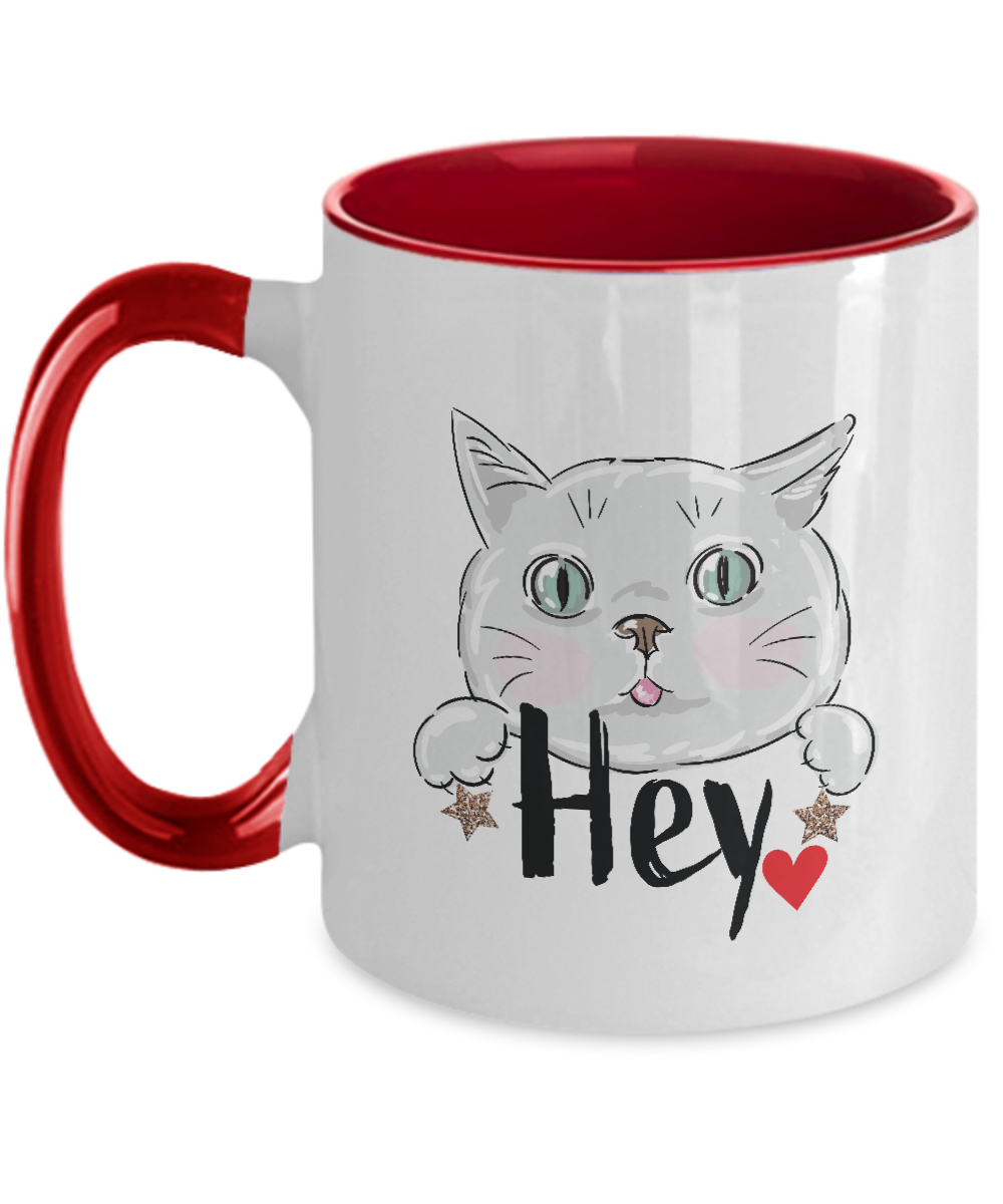 Hey Love,Two Tone Mug,Valentine 11oz Coffee Mug,Grade A Quality Ceramic,Great for Valentine's Day, Wife,Husband, Girlfriend, Boyfriend, Love tinmico