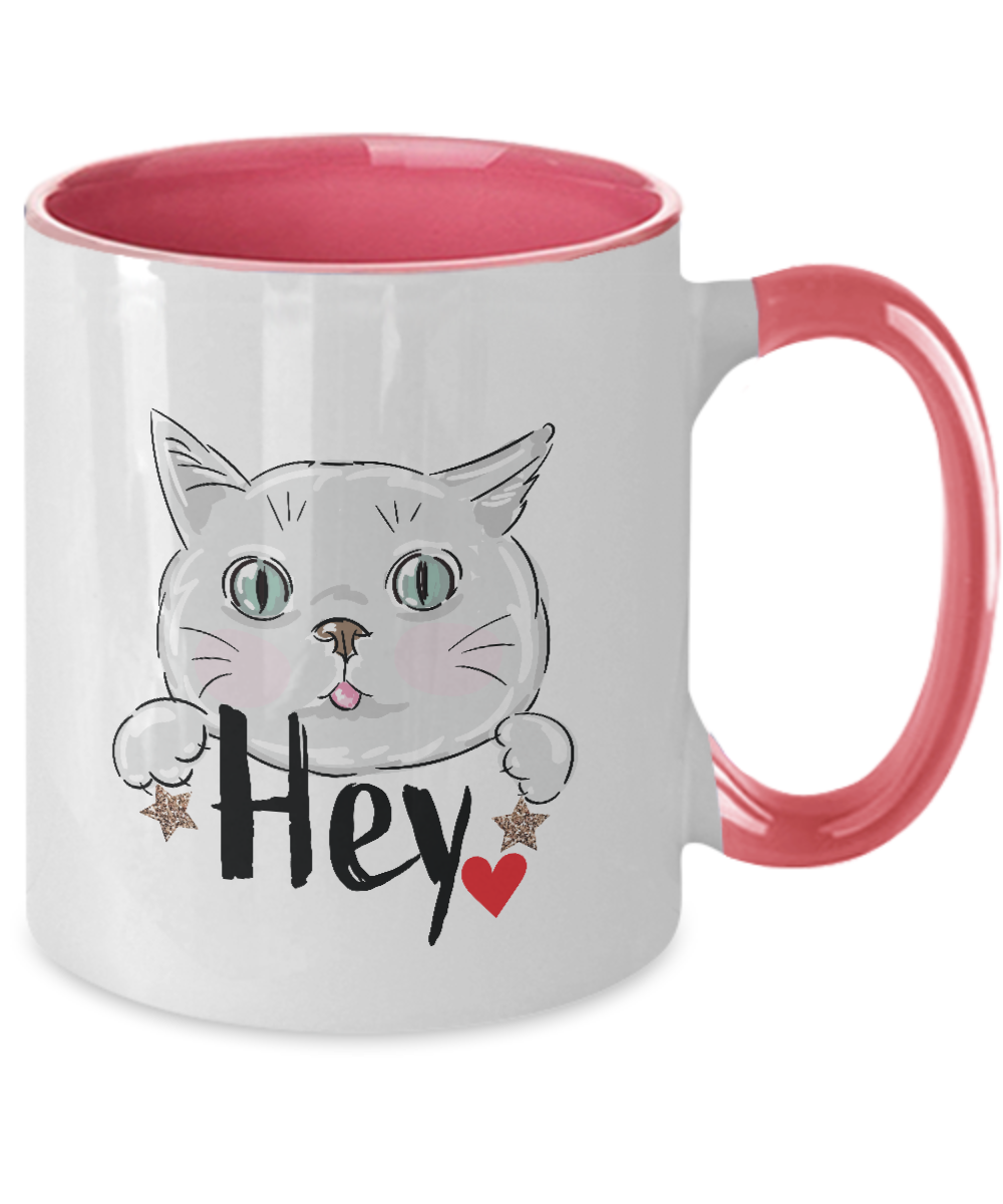 Hey Love,Two Tone Mug,Valentine 11oz Coffee Mug,Grade A Quality Ceramic,Great for Valentine's Day, Wife,Husband, Girlfriend, Boyfriend, Love tinmico