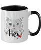 Hey Love,Two Tone Mug,Valentine 11oz Coffee Mug,Grade A Quality Ceramic,Great for Valentine's Day, Wife,Husband, Girlfriend, Boyfriend, Love tinmico