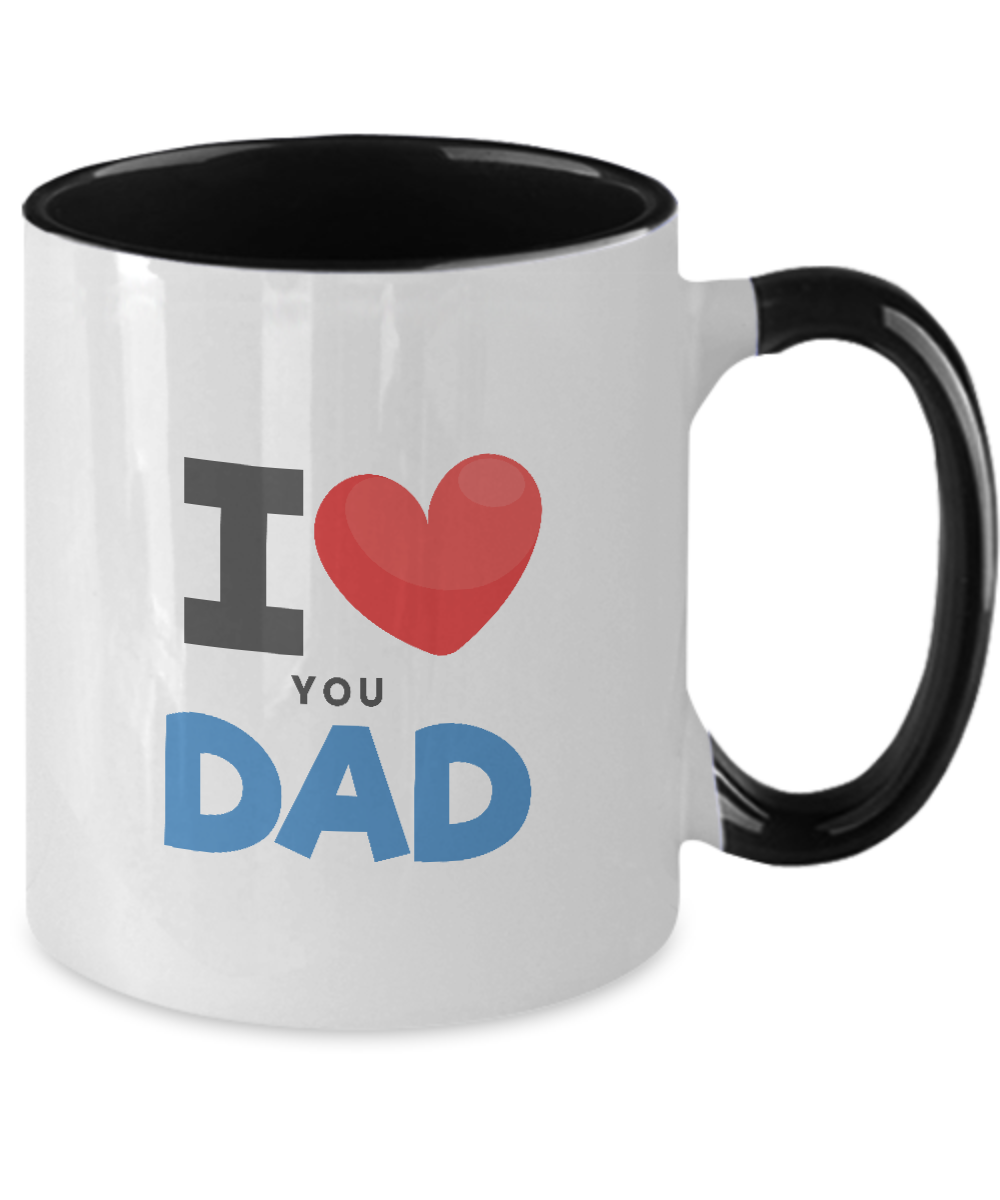 I love You Dad, Two Tone Mug - Best Christmas Gifts for Dad, Men - Unique Xmas Gag Dad Gifts from Daughter, Son, Kids - Cool Birthday Present Idea for a Father, Guys, Him tinmico