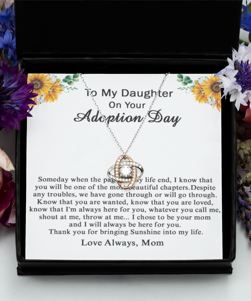 Love Knot Rose Gold Necklace,Adoption Day Gift For Daughter, Gift From Adoptive Mom,Adopted Daughter, Adoption Day Gifts,Jewelry Gift For Daughter tinmico