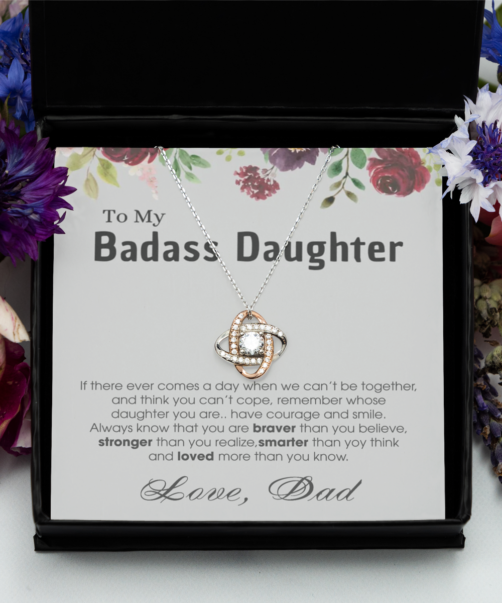 Love Knot Rose Gold Necklace ,Daughter Gift From Dad, Daughter Bracelet From Dad, Badass Daughter Bracelet, Daughter Gifts tinmico