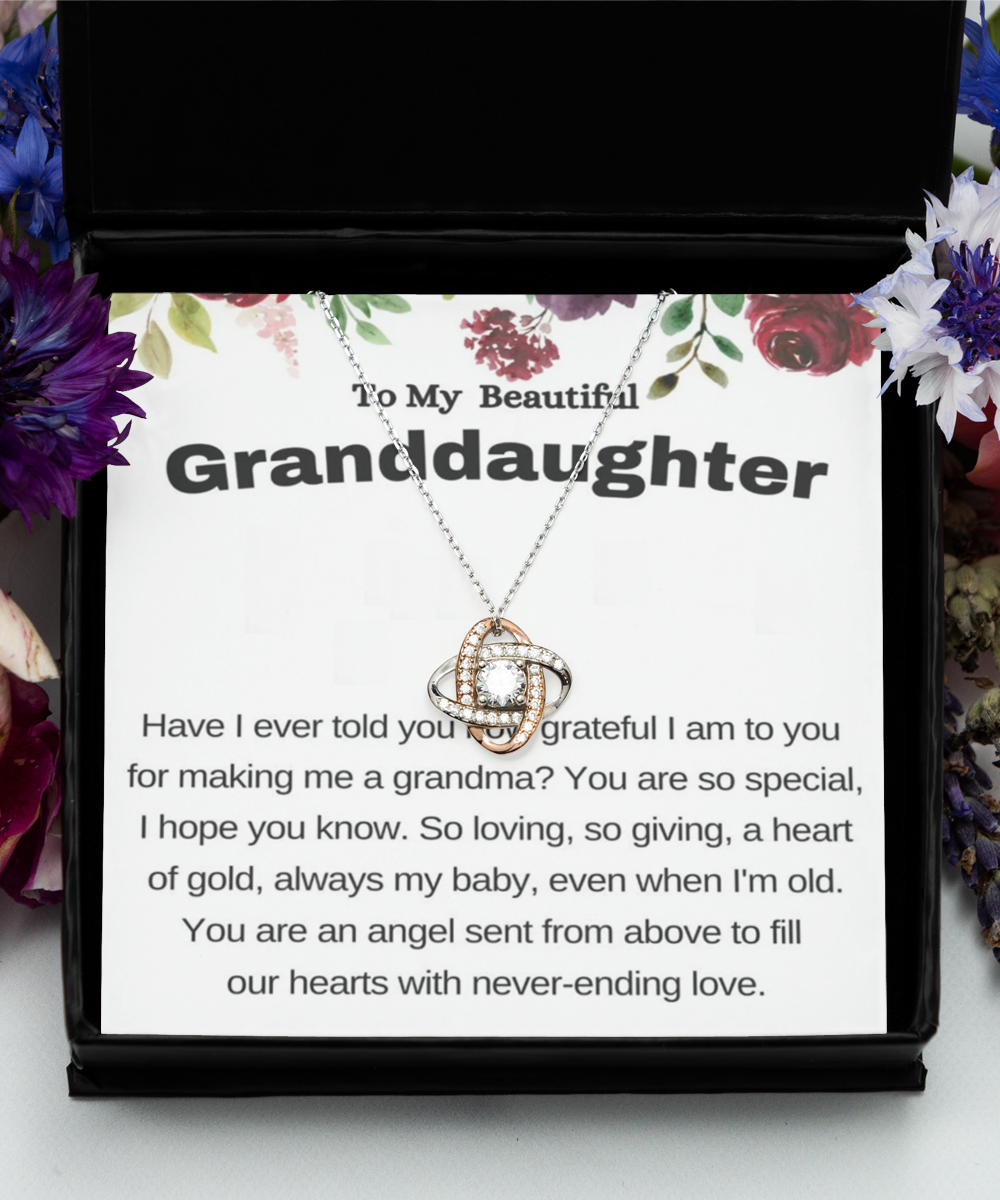 Love Knot Rose Gold Necklace ,Granddaughter bracelet, granddaughter gift, granddaughter bracelet gift, granddaughter gift from grandma, granddaughter birthday gift tinmico