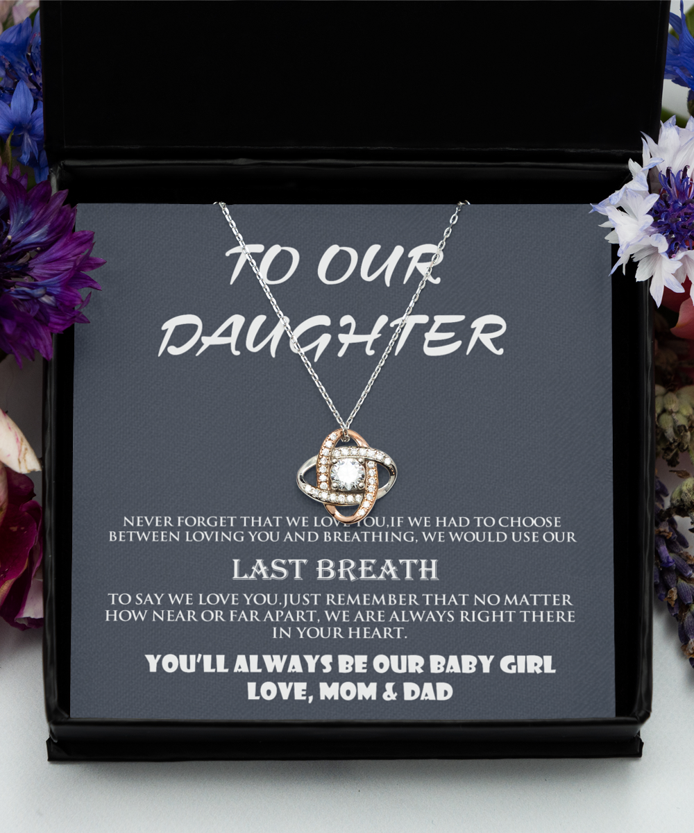 Love Knot Rose Gold Necklace  ,Meaningful Daughter Necklace from Parents, Sentimental Jewelry Gift for Daughter from Parents, Daughter Jewelry Gift from Mom and Dad, TMC Gift tinmico