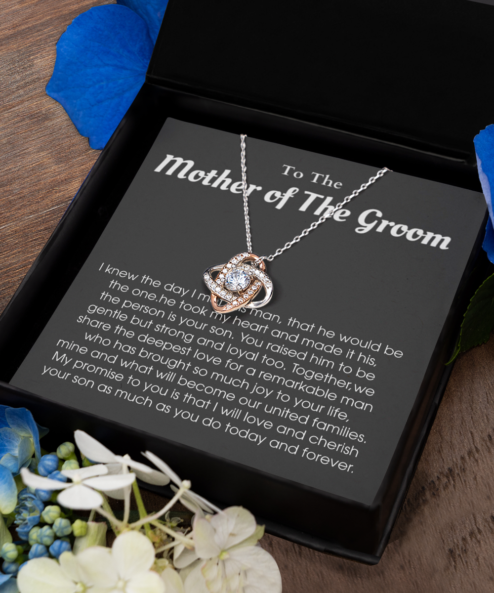 Love Knot Rose Gold Necklace ,Mother of The Groom Gift, Mother of The Groom Bracelet, Mother of The Groom Gift From Bride, Mother of The Groom Gift Bracelet tinmico