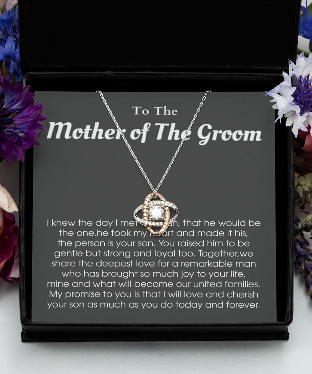 Love Knot Rose Gold Necklace ,Mother of The Groom Gift, Mother of The Groom Bracelet, Mother of The Groom Gift From Bride, Mother of The Groom Gift Bracelet tinmico