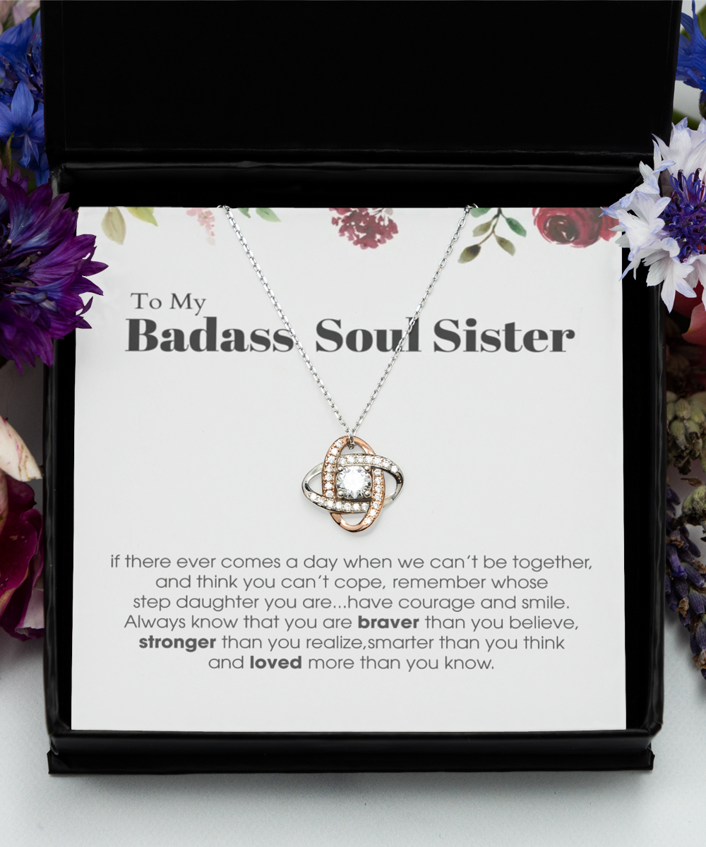 Love Knot Rose Gold Necklace ,To My Badass Soul Sister Bracelet, Soul Sister Best Friend Birthday Graduation Gift Set tinmico