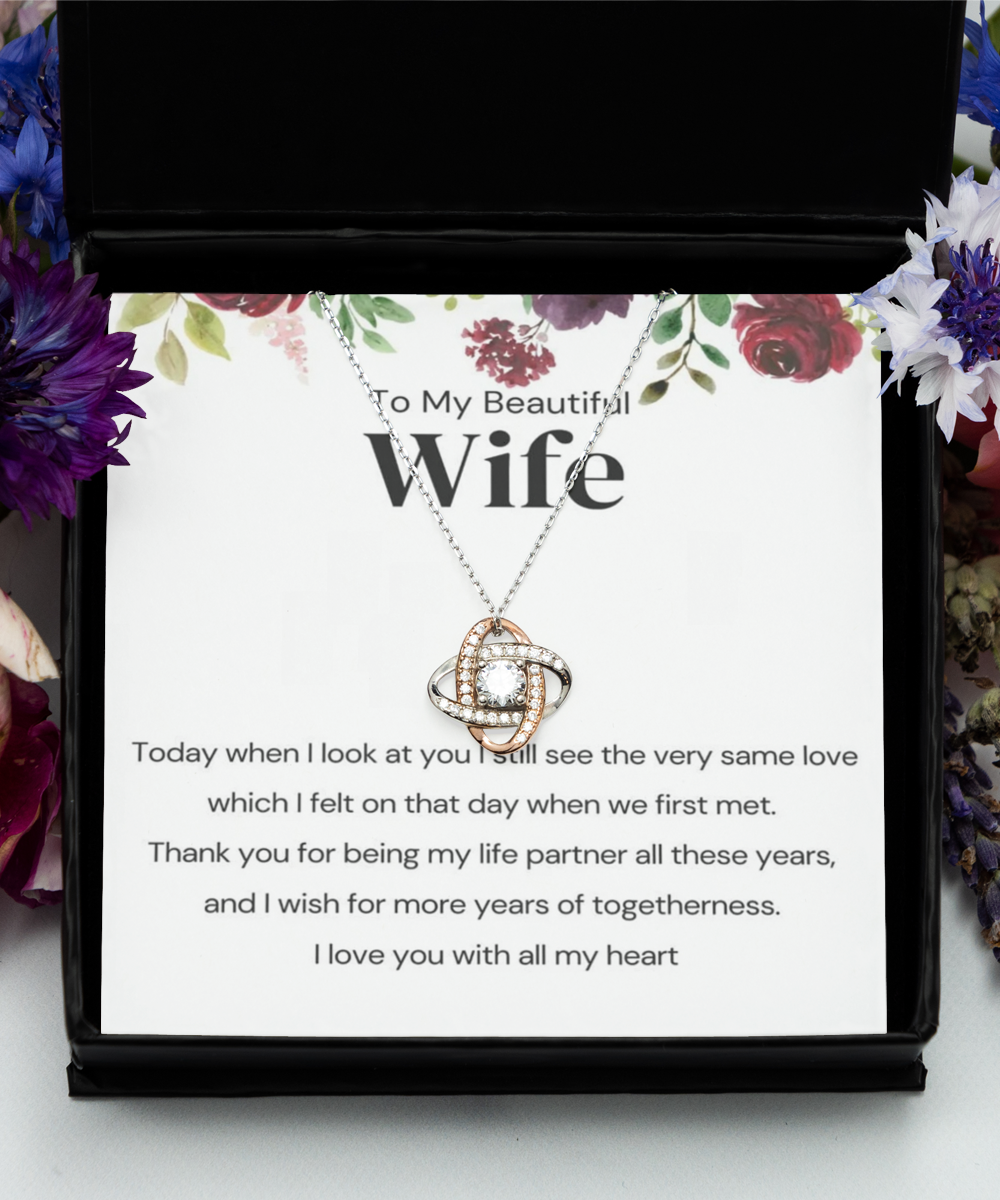 Love Knot Rose Gold Necklace ,Wife bracelet, wife gift, wife bracelet gift, wife birthday gift, wife anniversary gift, wife gift from husband, wife anniversary gift tinmico