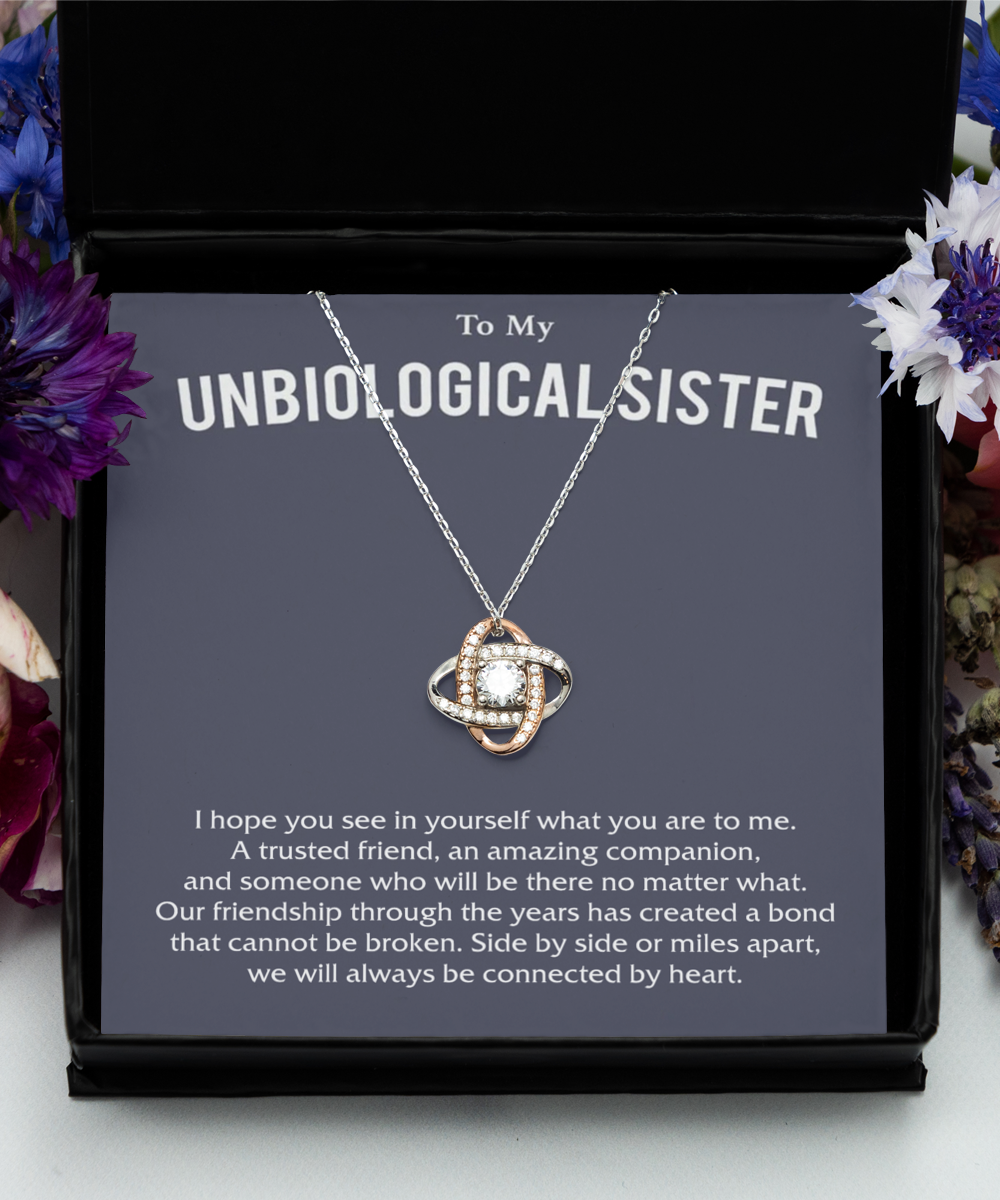 Love Knot Rose Gold Necklace, friendship Gift, unbiological sister gift, best friend bracelet, unbiological sister jewelry gift tinmico