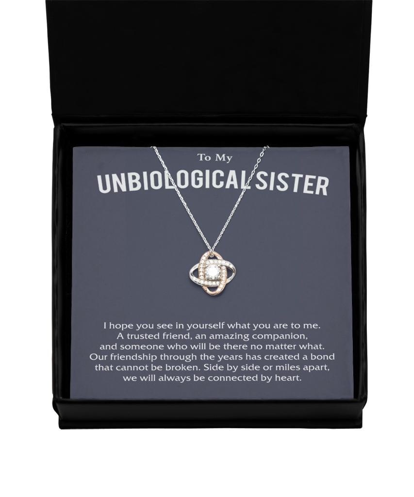 Love Knot Rose Gold Necklace, friendship Gift, unbiological sister gift, best friend bracelet, unbiological sister jewelry gift tinmico