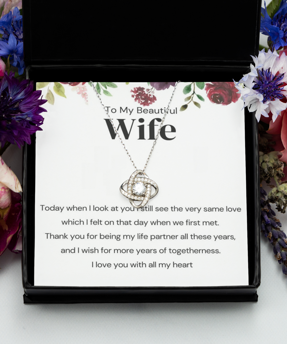 Love Knot Silver Necklace ,Wife bracelet, wife gift, wife bracelet gift, wife birthday gift, wife anniversary gift, wife gift from husband, wife anniversary gift tinmico