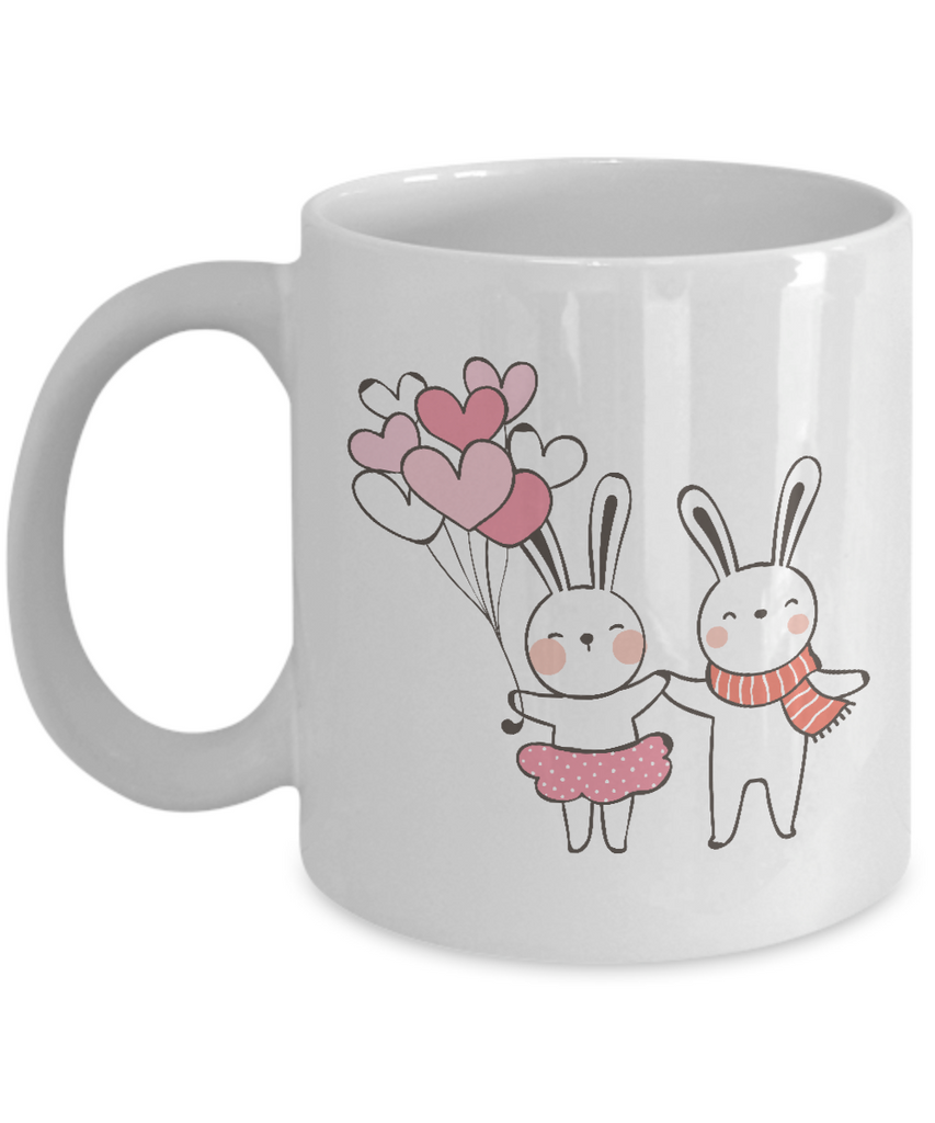 Love Rabbit,Rabbit Mugs Ceramic Coffee Mug, Tea Cup,Funny Valentine's Day Birthday Gifts for You , 11 oz tinmico