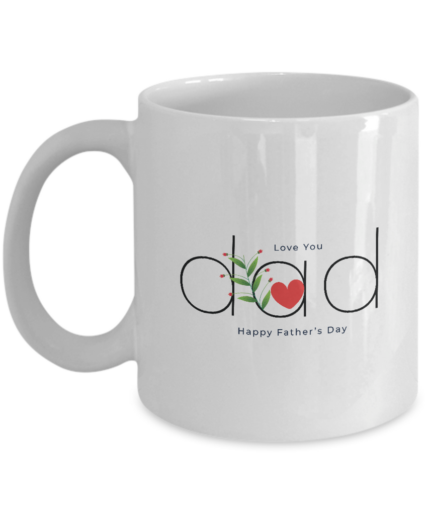 Love You DAD : Coffee Mugs, Dad Gift Idea for Father Daddy Papa from Son Daughter On Father's Day, Christmas, Birthday Present White Ceramic 11oz tinmico