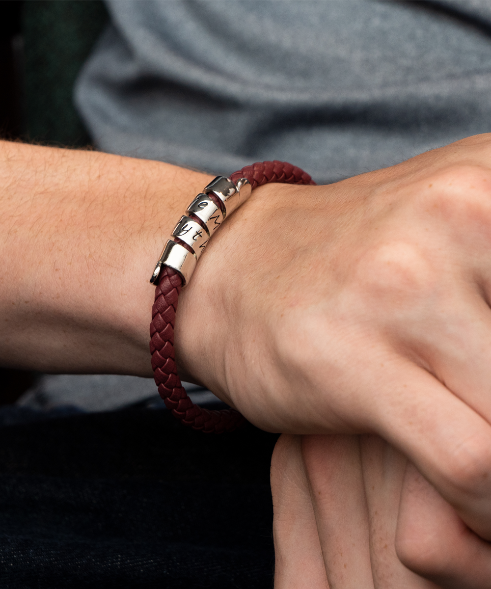 Maroon Leather Bracelet  ,Boyfriend bracelet, boyfriend valentine's gift, boyfriend bracelet gift, boyfriend gift from girlfriend, boyfriend bracelet gift, TMC gift tinmico