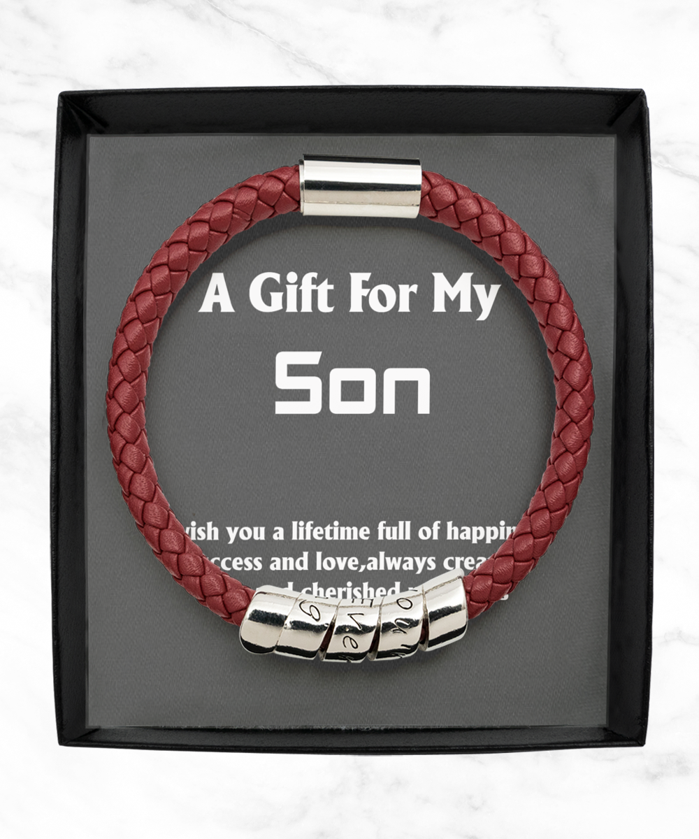 Maroon Leather Bracelet ,Gift for Son: Handmade Leather Bracelets, Maroon Leather Bracelets in Elegant Gift Box , Maroon Leather Bracelet , Son bracelet, Son bracelet gift, TMC gift tinmico