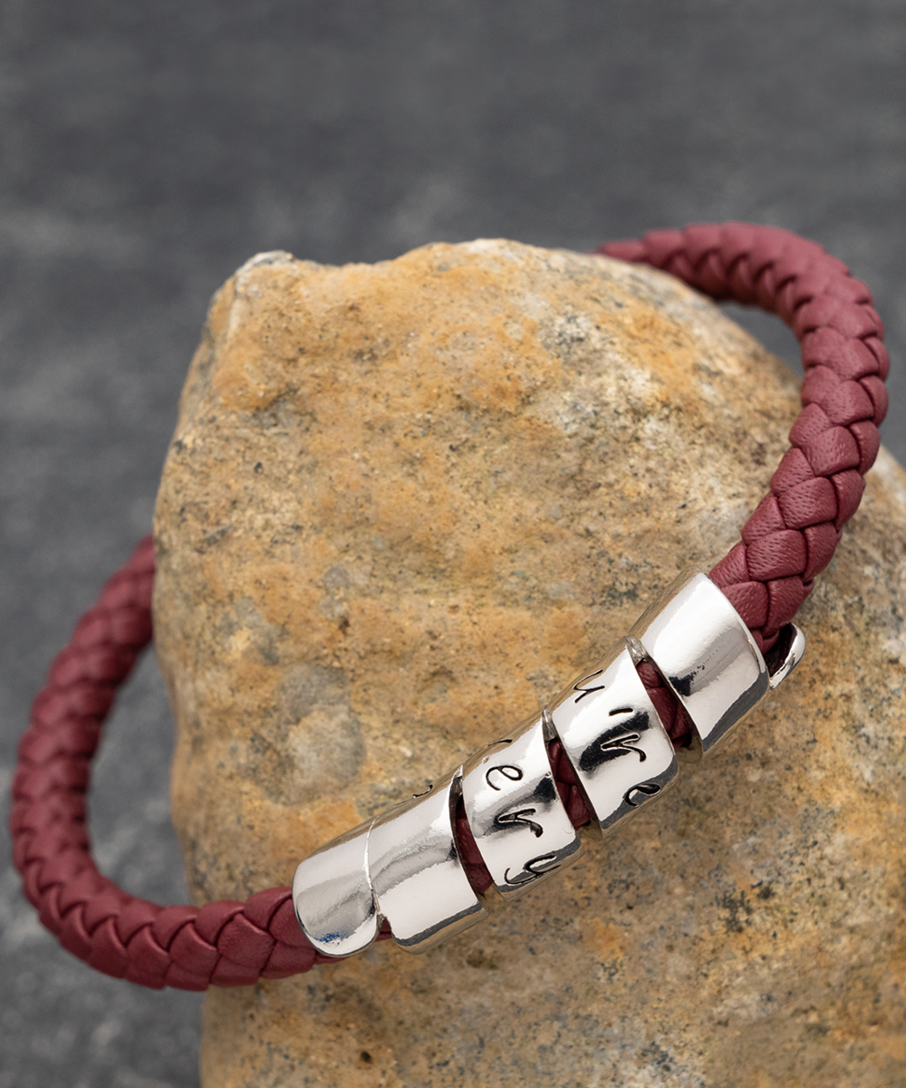 Maroon Leather Bracelet ,Gift for Son: Handmade Leather Bracelets, Maroon Leather Bracelets in Elegant Gift Box , Maroon Leather Bracelet , Son bracelet, Son bracelet gift, TMC gift tinmico