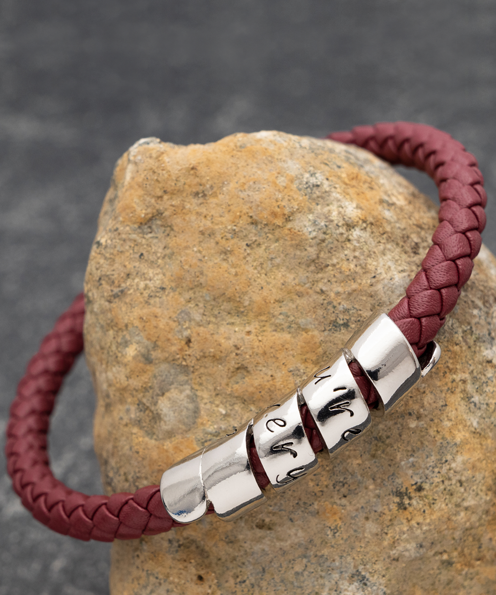 Maroon Leather Bracelet ,Husband bracelet, husband bracelet gift, husband bracelet gift from wife, husband's gift from wife,Tinmico Gift tinmico